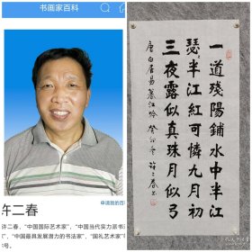 许二春书法作品 魏碑体白居易暮江吟 四尺四开34*68 真人真迹放心收藏！