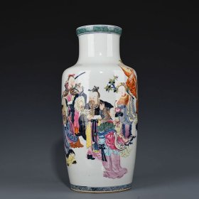 清康熙青花五彩十二花神人物瓶 44*21厘米