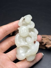 和田玉明清玉件持莲童子