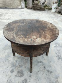 老式实木双层小圆桌茶桌老家具