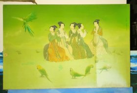 陈子风布上油画《飞鸟乐伎图》
