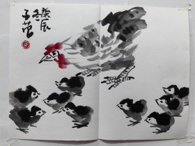 花鸟画三幅 册页上的单页 子范 每幅 尺寸41x55公分，每幅200，三幅580