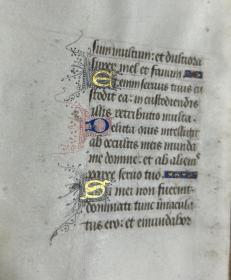 极其稀有 约1430年 原版中世纪羊皮纸手稿 拉丁文本 书写规则、墨水、字体哥特式巴塔德、尺寸等应为1430年左右法国北部风格 带防伪证明书COA 12*8公分