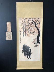 李可染字画国画牧牛图四尺手绘纸本卷轴