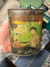 民国旗袍美女喝茶点图，民国上海天香公司，法租界大马路，民国老广告糖果盒，漂亮鲜艳，大段文字，完整有盒盖。。PS：老物件自然旧，品如图自鉴。要求完美者慎拍。不是新产品