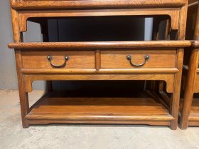 清代海南黄花梨镶嵌百宝面条柜一对