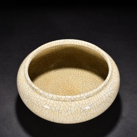 清乾隆哥窑米黄釉圆洗 高12厘米 宽28厘米