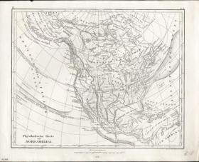 欧洲西洋回流德国出版清代老地图古董版画19世纪1849年老照片等北美洲地理美国加拿大墨西哥等区域版画地图地形图原件文字标注详细清晰 精美史料收藏适合装饰装裱 尺寸30*24