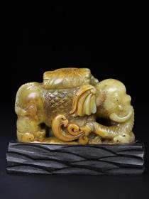 旧藏珍品原石纯手工雕刻寿山石印章。（大象）吉祥如意如，财源滚滚。