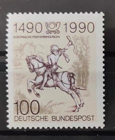 Dfl53联邦德国邮票1990 欧洲大陆国际通邮500周年 丢勒绘画小信使 新 1全