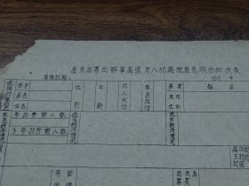 195*年广东省粤西办事处逮捕人犯处理意见联合批决表（未填写）