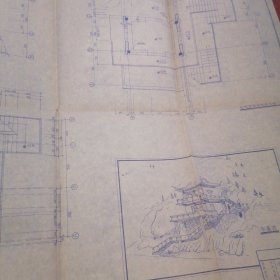 (70年代老图纸)1978年：洛阳龙门水文站机房设计图纸 共9大张折页图纸 此建筑早已不复存在本图供收藏用（自然旧泛黄 版本年代及品相看图自鉴免争议 本资料售出后不退）