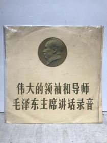 黑胶唱片——伟大的领袖和导师毛泽东主席讲话录音（纸壳和唱片都套有塑料薄膜袋，保存较好!）