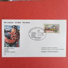 FP101汉莎航空公司首航片 1986年4月1日LH1366首飞 德国杜塞尔多夫-英国格拉斯哥 火车 一张 如图