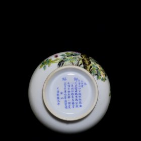 清乾隆珐琅彩花鸟纹蒜头瓶 23/12.5厘米