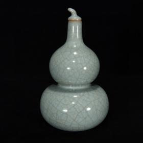 汝窑冰裂纹葫芦瓶，16.5×10，