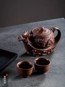 宜兴紫砂壶朱泥大容量茶壶 中式泡茶壶 大号家用单壶功夫茶具套装