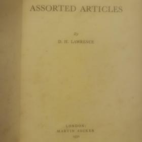 英国著名作家D.H.劳伦斯作品《ASSORTED ARITCLES》1930年初版初印