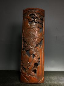 竹雕手工雕刻臂搁，长29公分，宽9公分