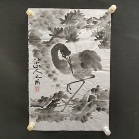 122e03：著名画家、花鸟师承李苦禅大师、中国美术家协会北京分会会员—钱卫国 花鸟国画作品一幅 ，纸本软片，尺寸约1.3平尺！