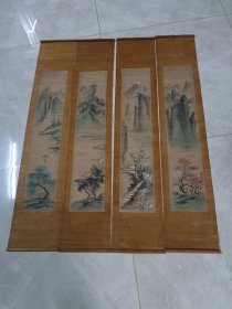 民国至五十年代竹丝人物山水画，一套完整