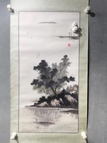 老 画家  ：杨瑞  山水画   一幅 （带上款）1988年  作品  ：尺寸66————33厘米