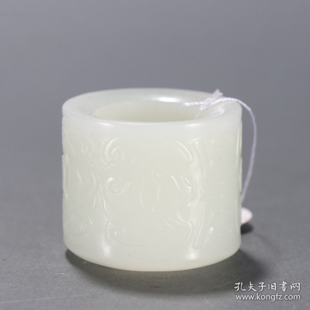 清代 和田玉雕福寿纹扳指