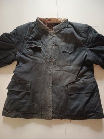 老中山装 毛皮棉袄 衣襟袖口有磨损 道具收藏使用