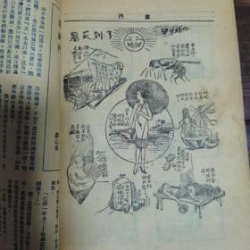 民国19年 时事月报社《时事月报》1930年六月号 一厚册全 内有大量插图漫画以及各种时代广告