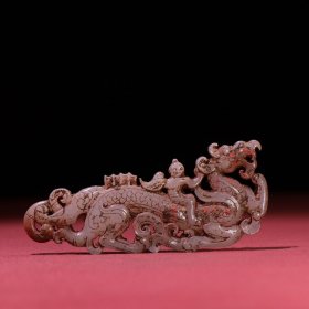 旧藏和田玉唐代白玉羽人御龙片饰