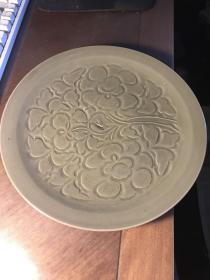 宋金茶盏（盘）---宋耀州窑青釉剔花盘