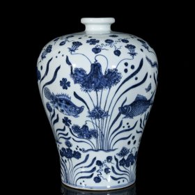 明青花鱼藻纹梅瓶 34/25厘米