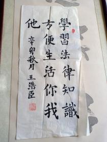 参赛作品，《王浩臣》书法作品一幅，尺寸69×32，A792