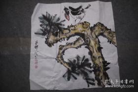 保证老宣纸！著名老画家郝*半村的大幅国画，自鉴，骑自行车下乡高价收到老国画心60*67厘米！