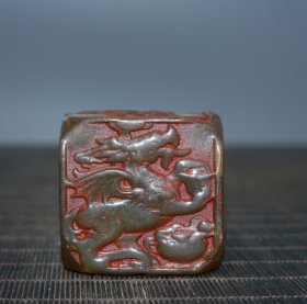 旧藏田黄寿山石六面印章，长5cm，宽5cm，高5cm，重267g