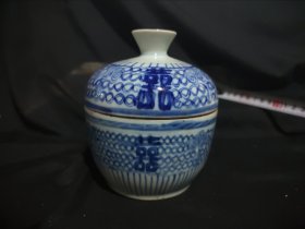 01娜638 瓷器-喜字青花瓷 尺寸约10*12cm