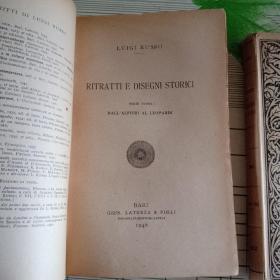 RITRATTI E DISEGNI STORICI(意大利文)两册 原版1946年毛边本 历史绘画和设计