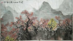 书画名家笔墨真迹，著名禅意书画家贾双林山水作品:寄情山水，只闻花香