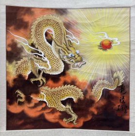晓朦，斗方，龙腾，立轴