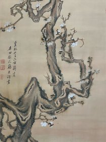 古筆花鸟仙鹤图【藤本木田】大尺幅，逸品稀少，
日本画家。香川県生。名は友路。勲八等瑞宝章受章。国際アカデミー賞受賞。昭和62年（1987）歿、92才