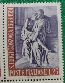 意大利邮票1968年浮雕 救助鼠疫病人 1全新