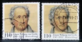 信47德国1999年邮票，诗人歌德诞辰250年，名人。1全上品信销（随机发货）2015斯科特目录0.8美元