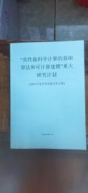 “高性能科学计算的基础算法和可计算建模”重大研究计划 2016年度学术交流会论文集（平装大16开 2016年12月印行 有描述有清晰书影供参考）