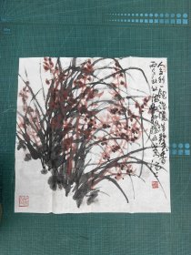 著名“金石派”大寫意花鳥畫家，趙梅林《蘭花》四尺斗方國(guó)畫精品一幅69×69cm，軟片。