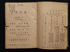 民国笔记本，中华民国三十年日记本《文学日记》，32开，写有11页，其余空白，品相如图。