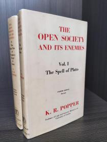 （少见精装版，两册合售，国内现货，保存良好，）The Open Society and Its Enemies Karl Popper 开放社会及其敌人 [英] 卡尔·波普尔 The Open Society and Its Enemies 351+420p fourth edition revised