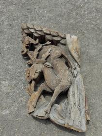 清代，福禄寿，木雕牛腿单只