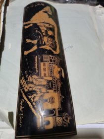 竹板 刻画【牛气冲天的牛和古堡建筑画】