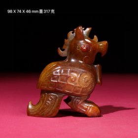 和田玉 满沁凤鸟把件
