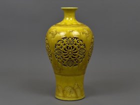 明弘治镂空雕刻花卉纹转心瓶 古玩古董古瓷器老货收藏
